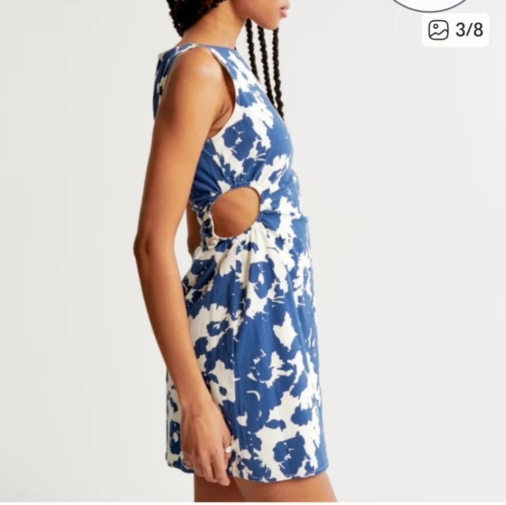 Abercrombie & Fitch Blue & White Cutout Midi Dress Size XXS - Picture 2 of 8